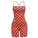 Summer Style Women's Sexy Low Cut Backless Slim Fit Polka Dot Print Jumpsuit Romper_ecoleips.com