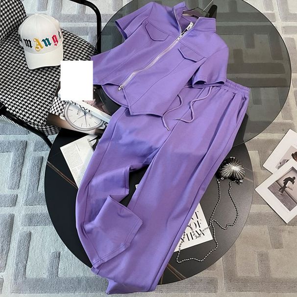 Women's new summer style, fashionable and stylish, goods, short-sleeved wide-leg pants, two-piece suit_ecoleips.com