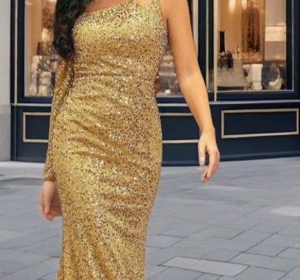 Women's Clothing New Fashion V Neck Hip Wrapped Sequined Mid Waist Off Shoulder Small Tail Long Evening Dress_ecoleips.com