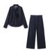 Women’s Bow-Tie Denim Shirt & High-Waist Jeans Set – Casual Office-to-Weekend Outfit (XS-L)_ecoleips.com