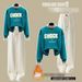 Winter Layering Set: Faux Two-Piece Mock Neck Top + High-Waist Fleece Pants (Cotton Blend, Minimalist Letter Print, Warm Loungewear For Women)_ecoleips.com