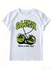 Women's Fluorescent Cherry Letter T-shirt, Everyday Commuting Pure Cotton Top_ecoleips.com