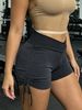 High Waist Cross V Snake Print Side Drawstring Ruched Butt Lifting Yoga Shorts Stretch Squat Proof Gym Shorts For Women_ecoleips.com