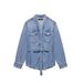 Distressed Denim Shirt Jacket For Women - Casual Oversized Button Down Top With Stylish Ripped Details (XS/S/M/L)_ecoleips.com