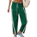 Casual Sports Pants For Women Y2K Sporty Stretch High-Waisted Drawstring Side Striped Straight Leg_ecoleips.com