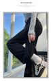 Gray Micro-pull Sweatpants Women's 2025 New Autumn Small Drape And Thin Horseshoe Flared Pants American Sweatpants_ecoleips.com