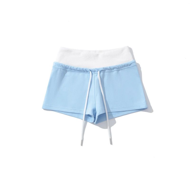 Women's Clothing Summer Hot Girl Color Matching Elastic Sports Shorts Women's Beach Ultra Short Elastic Waist Slim Fit Straight Casual Pants_ecoleips.com