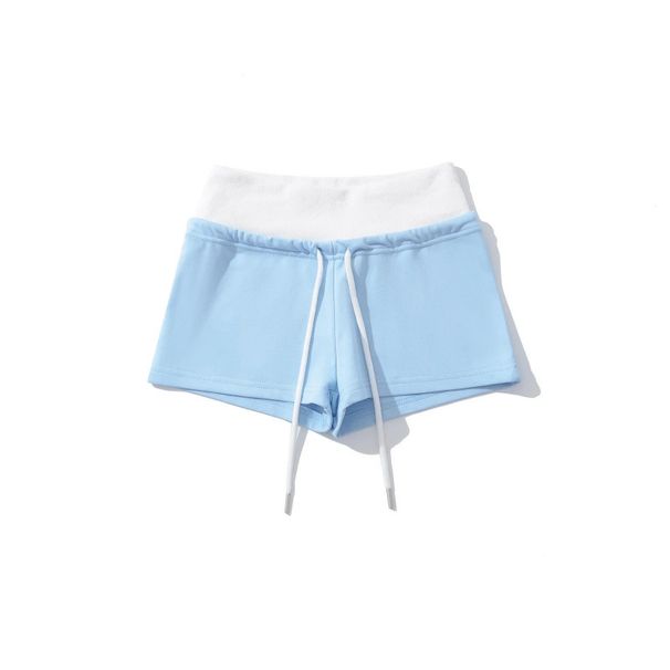 Women's Clothing Summer Hot Girl Color Matching Elastic Sports Shorts Women's Beach Ultra Short Elastic Waist Slim Fit Straight Casual Pants_ecoleips.com