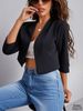 Women's Solid Color Short Suit Jacket 2025 European American Style Spring Summer Trendy Cardigan Top For Females_ecoleips.com