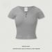 BE Women's Clothing 2025 Summer American Design Sense Spicy Girl Slim Fit Top Button V-Neck Shoulder Short Sleeved_ecoleips.com