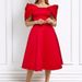 Long Dress Fashion Women's Red Short Sleeve Dress_ecoleips.com