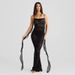 Women's Backless Maxi Dress With Flowing Tie Straps - Elegant Sheer Bodycon Evening Gown, Sexy Slit Long Dress For Parties_ecoleips.com