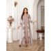 Modest Abaya Dress Muslim Women's Beaded Kaftan Robe Dress High Density Rhinestone Print Middle East Design_ecoleips.com