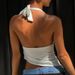 Summer New Women's Halter Neck Tie Irregular Solid Color Vest Top Sexy Hot Girl European And American Style Clothing 2025_ecoleips.com