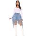 HSF2416 Fashion Trend Sexy Washed Denim Fringe High-Waisted Skirt_ecoleips.com