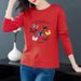 Spring And Autumn Printed Long Sleeve Top Women's T-Shirt Middle-Aged And Elderly Slight Fat Large Size Fat Mm Base Shir_ecoleips.com