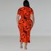 Plus Size Women's Clothing Button Down Cardigan Long Dress Short Sleeved Collared_ecoleips.com