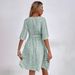 French Style All Over Print Butterfly Sleeve Belted Dress For Women, Summer Long Dress, Pure And Alluring Style, Cross Border Style, Mid Sleeve V Neck, Low Neck._ecoleips.com