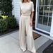 Women's Summer Two-Piece Set Short-Sleeved Loose round Neck T-Shirt And Wide Leg Pants Casual Comfortable Outfit_ecoleips.com