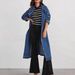 Women's Clothing Vintage Denim Duster Coat For Women – Oversized Button-Up Long Jacket Double Pockets Distressed Patchwork Design Casual Elegant Style_ecoleips.com