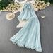 Chic Sleeveless Halter Neck Dress for Women Luxurious Vacation Style with Chiffon Pleated Maxi Skirt Summer Fashion Regular Size_ecoleips.com