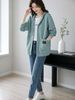 Teal Green Zip Up Drawstring Hood Pit Rib Knit Cardigan, Loose Lightweight Breathable Soft Skin-touch Long Sleeve Pocket Sweater_ecoleips.com
