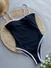 2025 New Sexy Splicing High Leg Cut Women Swimwear One Piece Swimsuit Female Monokini Padded Bather Bathing Suit Swim K5622_ecoleips.com