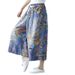 2025 Summer New Elatic Wait Wide-Leg Skirt-Pant Printed Plu Size Nine-Point Ripped Ethnic Style Jean Wanderer_ecoleips.com