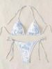 Women's Clothing Sexy Ink Painting Printed Halter Neck Tethered Multicolor Bikini_ecoleips.com