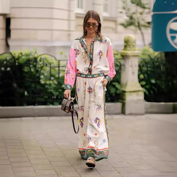 Women's clothing casual fashion all-match linen printed macaron long-sleeved suit_ecoleips.com