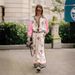 Women's clothing casual fashion all-match linen printed macaron long-sleeved suit_ecoleips.com