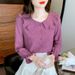 Spring And Autumn 2026 New Doll Collar Top French Jacquard Pure Cotton Shirt Women's Long Sleeve All-Cotton Blouse_ecoleips.com