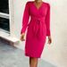 Women's Fashion Mid‑Length Dress Long Sleeve Pullover V‑Neck Zip Closure Solid Color Belted Waist Casual Daily Wear_ecoleips.com