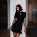 Women's Clothing Ruffled Short Skirt Fashion Short Sleeved Solid Color Sweet Multi Color Ribbed Sexy Dress_ecoleips.com
