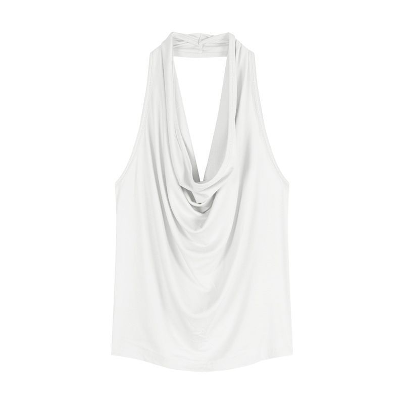 Elegant Blue Halter Neck Camisole Women's Slim Fit Sleeveless Backless Top Sexy Summer Design For Wear Alone_ecoleips.com