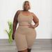 Verve N7839 Plus Size Women's Casual Sports Two-Piece High Elastic U-Shaped Sleeveless Shorts Set_ecoleips.com