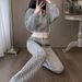 Korean Style Women's Hooded Sportswear Set Casual High Waist Wide Leg Pants Two Piece Outfit For Spring And Autumn_ecoleips.com
