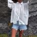 Women's Clothing Solid Color Embroidered Hollow All-match Polo Collar Cardigan Top_ecoleips.com