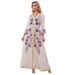 Women's Clothing Printed Trumpet Sleeve Long Skirt Robe Dress Women's Dress_ecoleips.com