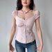 Women's Bubble Sleeve Shirt Top Versatile Slim-fitting Temperament Elegant Short Sleeve Lining_ecoleips.com