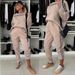 Women's Clothing Autumn New Women's Casual Color Matching Suit Round Neck Long Sleeve Sweater Sports Elastic Pants Two Piece Set_ecoleips.com