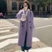 "Korean Oversized Wool Blend Coat Women's Long Trench Coat With Notched Lapel In Beige/Pink/Grey/Taupe/Black/Purple"_ecoleips.com