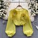 Women's Clothing Slim Fit Puff Sleeve Pullover Shirt French Style 3D Flowers Design Versatile Spring Top For Women_ecoleips.com