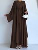 Verve M2599 Ladies Muslim New Solid Color Chiffon Elegant Dress Casual Loose Coat_ecoleips.com
