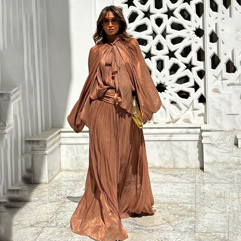 Women's French Style Long Dress Spring Trend High End Bubble Long Sleeved Dress for Beach Vacation Fashionable New 2026_ecoleips.com
