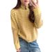 Autumn Winter Korean Style Zipper Design Stand Collar Inner Sweater Top Blue White Striped Color Block Knitted Cardigan_ecoleips.com