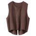 K New Women's Fashion Loose Round Neck Sleeveless Cardigan Short Knitted Sweater Vest;_ecoleips.com