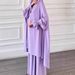 Middle Eastern Women's Two-Piece Robe Set With Headscarf And Bell Sleeves Loose Solid Color Long Dress Turkey_ecoleips.com