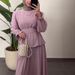 Women’s Clothing New Round Neck Lantern Sleeve Suit Skirt High Waist Slim Lotus Leaf Hem Fashionable Long Skirt_ecoleips.com