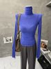 Women's Thin Basic Turtleneck Long Sleeve T-Shirt Solid Color Fitted Inner Layer Top Slightly Sheer for Autumn_ecoleips.com